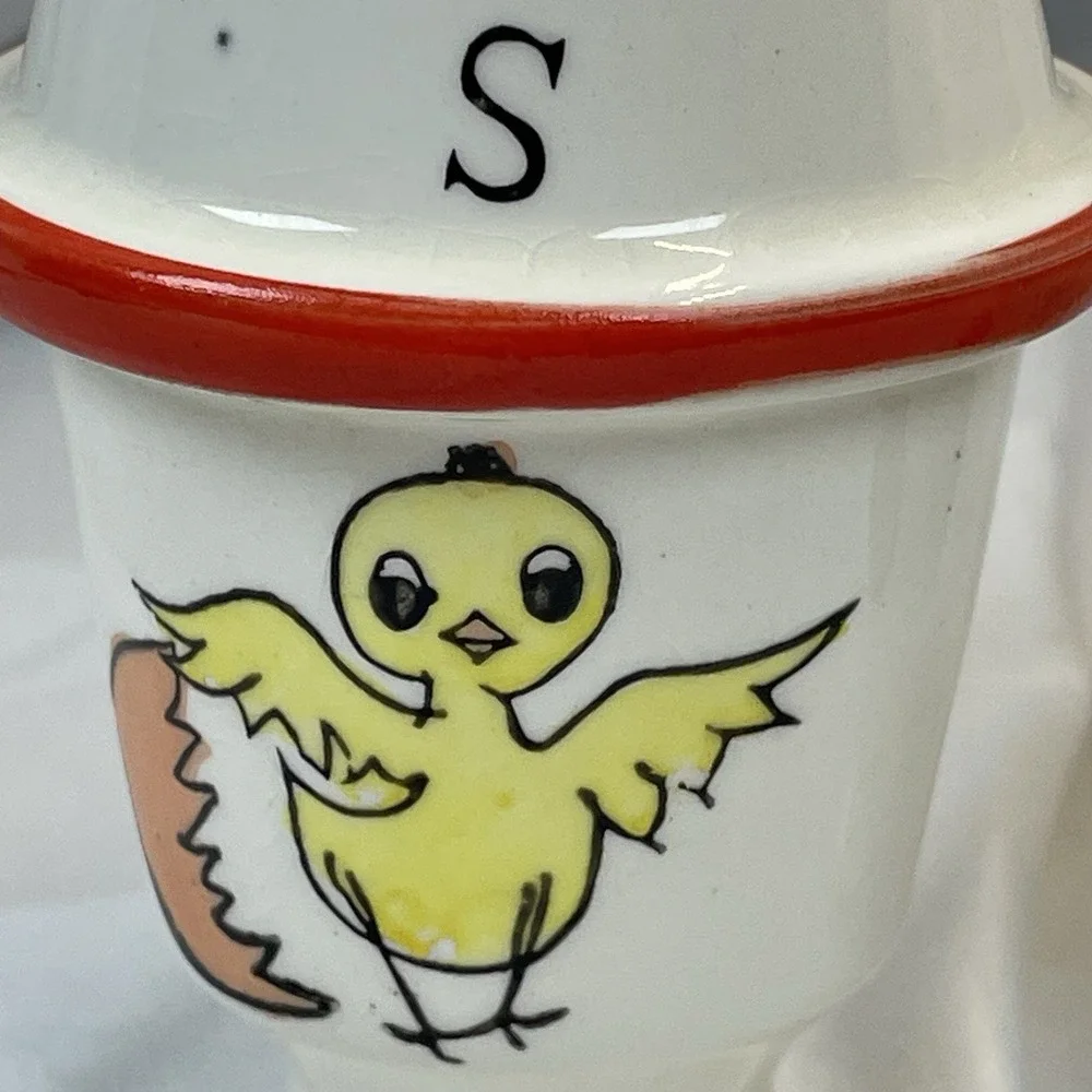 Vintage Salt‎ & Pepper Shakers Chicks Cracked Egg Lego Japan Hand Painted Rare